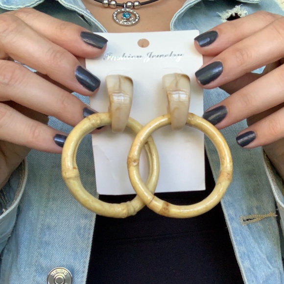Fashion Jewelry Jewelry - 3/$25 Bamboo Hoop Drop Statement Earrings